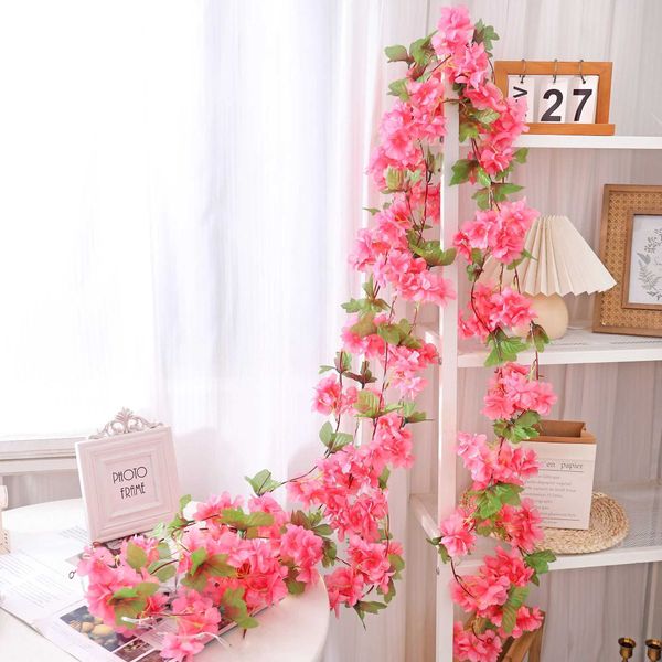 230cm Cherry Blossom Artificial Flowers Sakura Garland Wedding Arch Backdrop Garden Home Party Decoration Silk Fake Plants Vine C260529