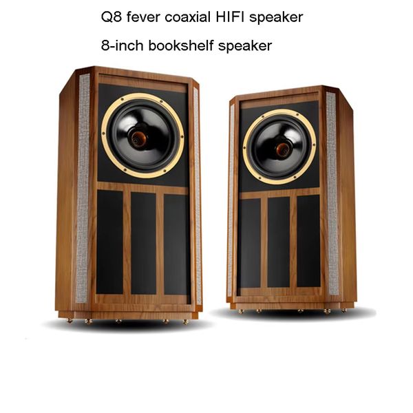 300W 8 Inch Bookshelf Speakers Coaxial Sound Audio Fever Hifi Home Theater System Music Wooden Sound Equipment Passive Speaker