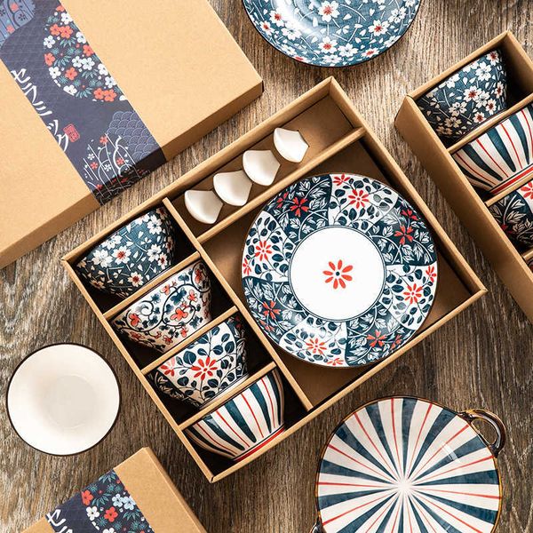 Japanese Style Cowhide Box Ceramic Bowl Plate Set Gift Bowl Gift Box Business Return Gift Opening Event GiftL260529