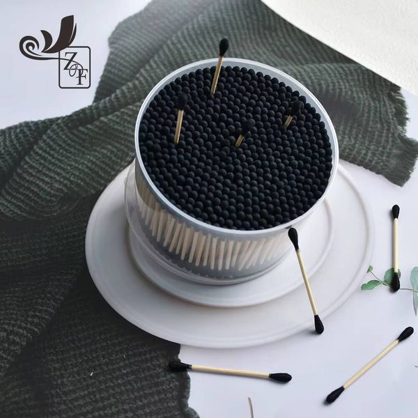 Factory-made bamboo eco-friendly bud black large-head cotton swab