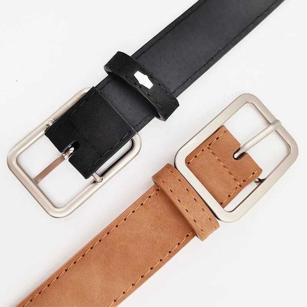 Summer womens retro frosted belt silver square needle versatile trendy fashionable personalized decorative waist M260530