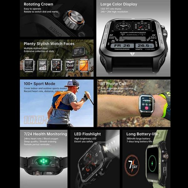 2026 New Smart Watch for Men Wen 183 with 100 Sport Modes IP68 Waterproof Pedeter Rate Monitor for Android iOS J260530