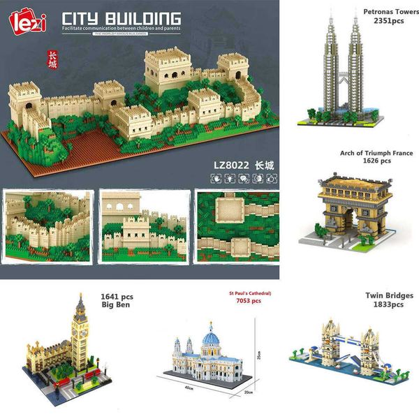 City Architecture Liberty Statue Big Ben Eiffel Tower Micro Building Block Pair Moscow London Cathedral Diamond Construction Toy 26Y0526 Y260530
