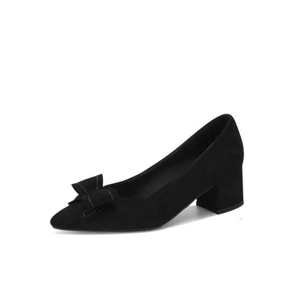 High heels for ladies Thick Heel Pointed toe Light Weight Bowknot Sweet and fashionable single shoes BanquetsR260530