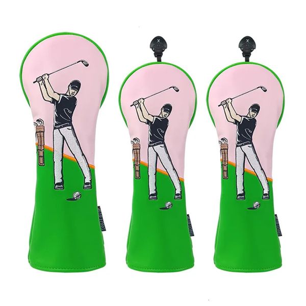 Golf Accessory Headcovers High Qaulity Cover Set Gil-More White Premium Leather Driver Fairway Hybrid cover Golf Wood Clubs Head Football