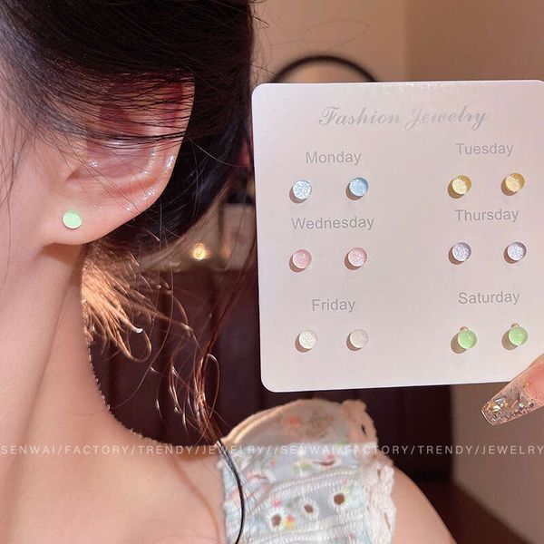 Designer Jewelry Luxury Jewelry Six-Piece Set Of Colorful Translucent Bead Earrings For Women, Niche Design, High-End Feel, Fashionable And Versatile Ear Accessories