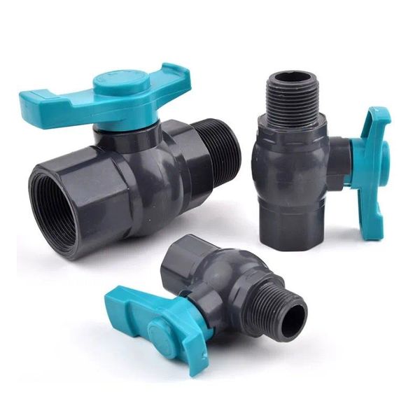 1/2"/3/4"/1"/1.2"/1.5"/2" Male Thread to Female Thread PVC Ball Valve Garden Irrigation Aquarium Fish Tank Switch Water Control Valve (Grey 1PC)