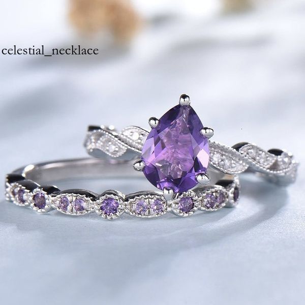 New Amethyst Ring, Ins Couple's Fashionable Purple Moissanite Ring
