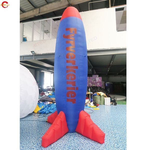Red inflatable rocket model decoration military spaceship balloon for sale