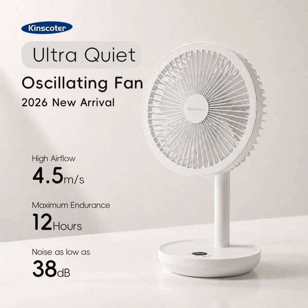 New Portable Smart Oscillating Desk 4000mAh 5 Gear Speed Silent Desktop Rechargeable Fan Angle Adjustable for Home Office 26Y0701