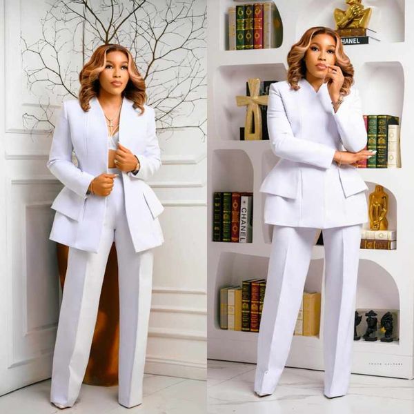 White Wedding Women Pants Suits Plus Size Ladies Fashion Wear Prom Birthday Party Customized 2 Pieces