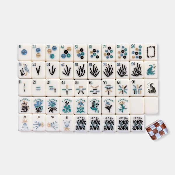 Coastal Checkerboard American Mahjong Set with Ocean Inspired Tiles for Game Nights