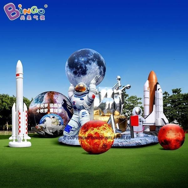 Original design 10mH (33ft) advertising inflatable astronaut moon models air blown cartoon space planets for party event decoration