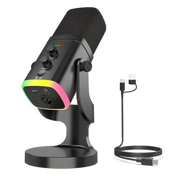 XLR/USB Dynamic Microphone for Streaming Gaming Ideal PC Mic for Youtube Singing Recording Z260701