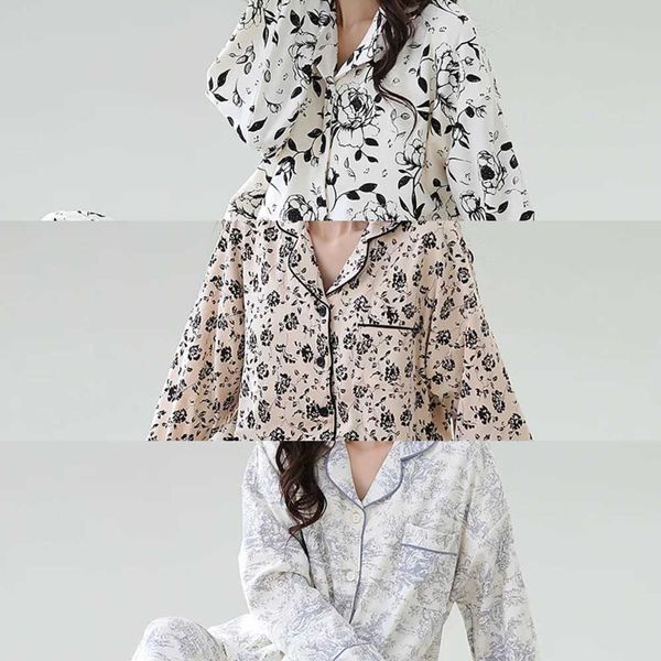 and Women Spring 2Pcs/set Autumn Pajamas Cotton Long sleeve Trousers Casual Pijamas Korean Sle Student Cute Homewear Set L260702