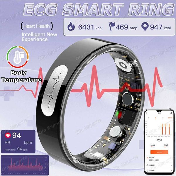 AI ECG Detection Smart Ring 2026 Blood Pressure Heart Rate Body Temperature Monitoring 5ATM Waterproof Multiple Sport Smartring T260703