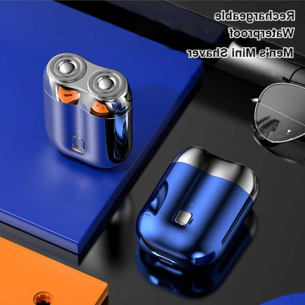 Portable Rotary Dual Ring Electric Shaver Men Travel Mini Shaver Double Floating Magnetic Blade Head Rechargeable Pocket Razors D260703