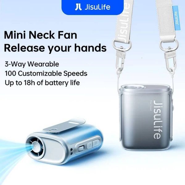 JISULIFE Portable Neck 4500mAh Battery 100 Wind Speed Wearable Waist Fan with LED Display Ultra-Lightweight Fashion fan W260702