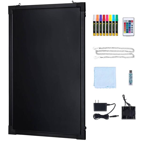 24Inch X 16Inch LED Display Message Writing Board, Illuminated Erasable Neon Effect Blackboard, Menu Sign Drawing Board 8 F