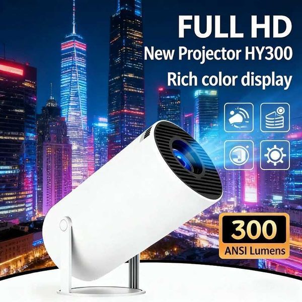 New Projector HY300 4K Android 11 Wifi6 290 ANSI Allwinner H713 BT50 1080P 1280720P Cinema Outdoor Portable Projetors T260703