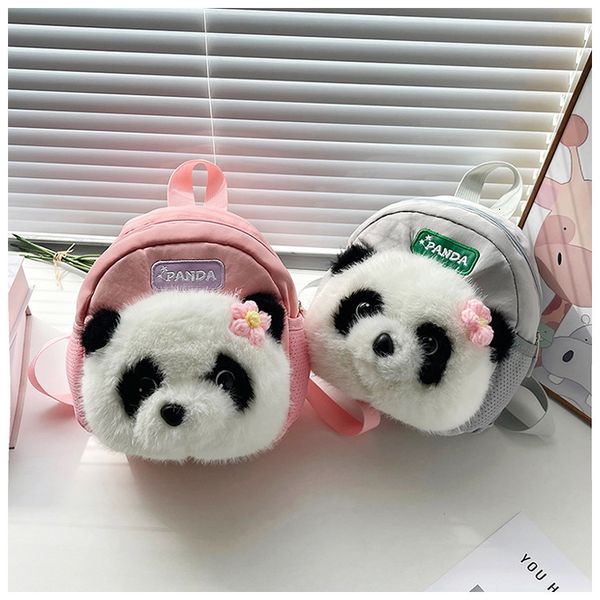 2025 New Floral Plush Cute Giant Panda Versatile Furry Bag for Female Students Small Backpack dhmallking