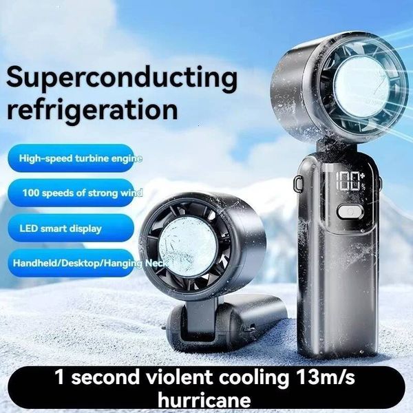 JPNPL Hanging Ice Pack Handheld High-speed Folding 100 Speed Infinitely Adjustable Fan Portable For Outdoor Neck W260702