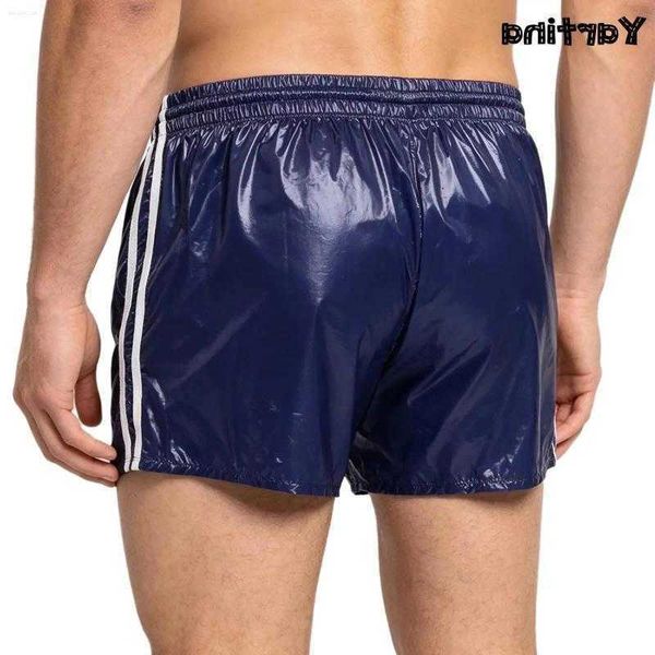 Shorts Mens Swimwear Metallic Waterproof Swimming Trunks Elastic Waistband Built-in Briefs Swim Boxer Swimsuit S260703