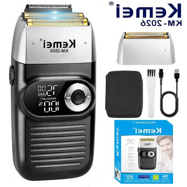 KM-2026 Kemei KM-2027 2 In 1 Rechargeable Electric Shaver LCD Reciprocating Razor For Men USB Charging Beard Trimmer D260703