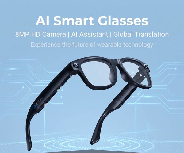 Amazon Hot Sale 8MP AI Smart Glasses, HD Photo & Video Recording, All-Round Real-Time Translation & AI Object Recognition Eyewear