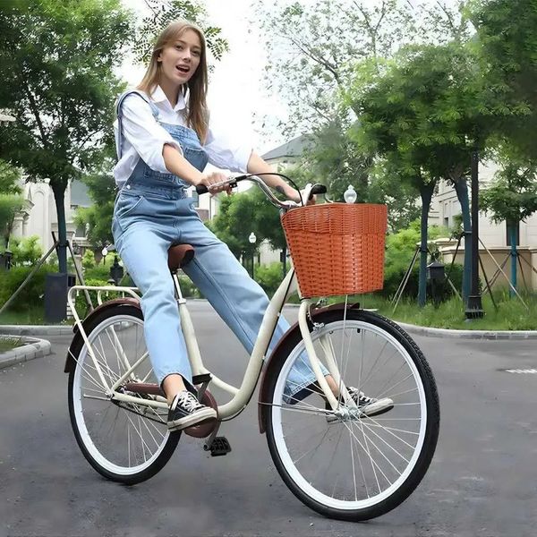 Mountain Bike Mountain Bikes 26 Inch Adult Cruir For Women 7 Speed City Bike With Basket Adjustable Seat Handlebar Anti S Se Mtb Tires V Brakes Bicycle m /