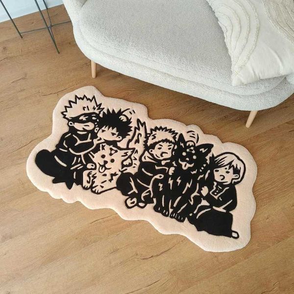 VIKAMA My Hero Academia Anime Rug Black White Silhouette Tufted Mat for Otaku Bedroom Gaming Room Home Decor Carpet L2637