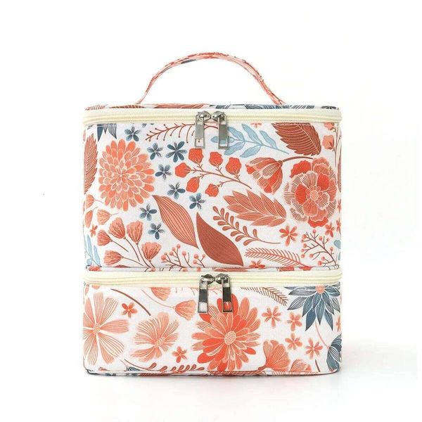 Cross-border double-layer high-value nail polish storage bag, large-capacity corduroy portable cosmetic bag