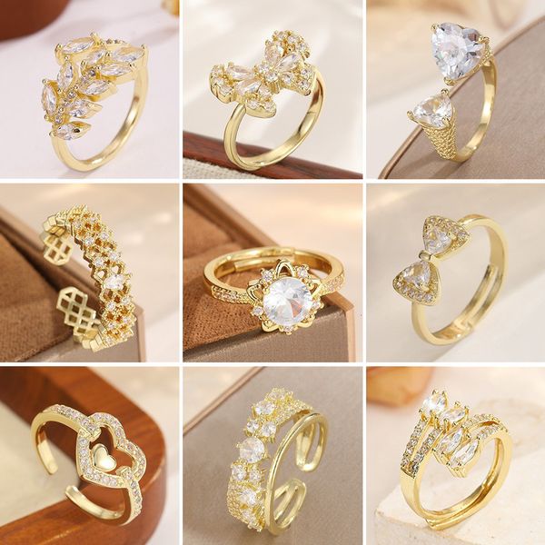Fashionable exquisite multi-style bowknot light luxury Moissanite rings, ins-style high-end feel