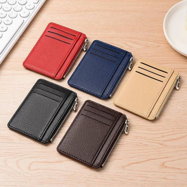 New hot selling creative zipper card bag with large capacity, ultra-thin and multi slot lychee pattern coin wallet dhmallking