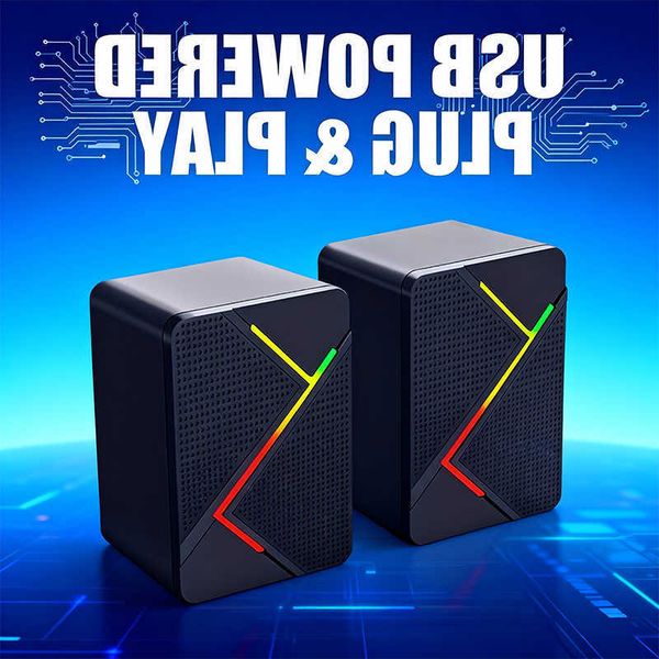 Computer PC Stereo Speaker RGB Gaming Speakers - USB Powered 20 Channel Stereo Sound System with Colorful LED Lights D260706