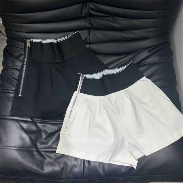 Womens High Waist Wide Leg Shorts Letter Waistband Pleated A-line Casual Shorts Summer Fashion Strtwear Bottoms L2676
