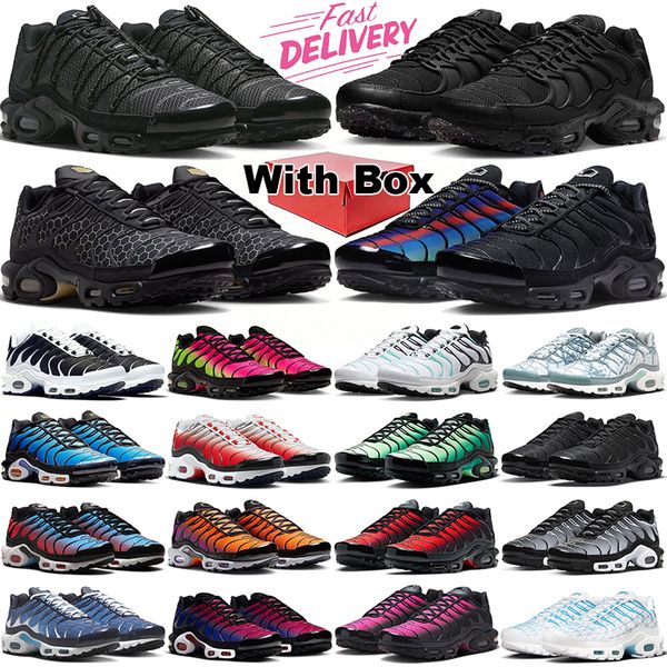 Top Quality with box free shipping tn plus running shoes mens trainers tns Unity Utility Berlin Black White Greedy Hyper Blue tnss womens men outdoor sports sneakers