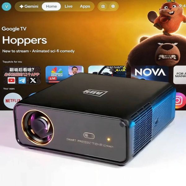AUN U001 Pro Android Projector 4K Google GTV Widevine L1 Netflix License AI 300 inch Smart 3D Home Theater Full HD 1080P Cinema 26Y0706