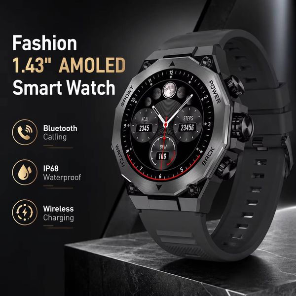 Ready To Ship Fashionable 1.43Inch AMOLED Bluetooth Call Ip67 Waterproof Wireless Charging Smartwatch