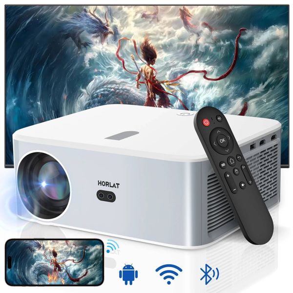 HORLAT 30000Lumens 4K Decode Outdoor Projector Full HD 1080P Video 3D Home Theater Keystone 5G WiFi Portable Proyector 26Y0706