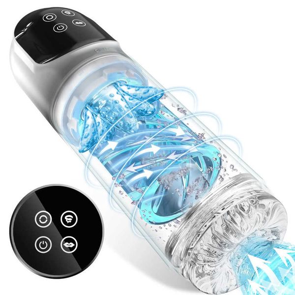 Automatic LCD SuckLickMale Masturbator Penis Pump Pocket Pussy Male Masturbation with 14 Powerful Modes Sex Toys for Man D260706