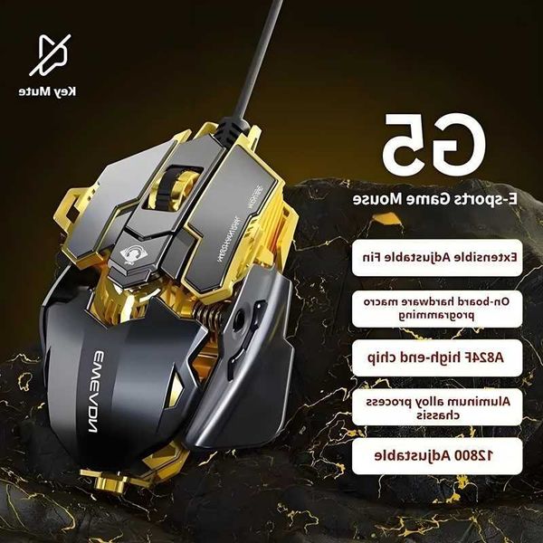 Mechanical G5 E-sports Wired Mouse RGB 9 Button Macro Programming Gaming Mute Mouse 12800 DPI For Desktop Computer Laptop D260707