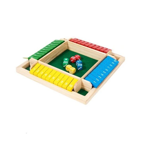 Gowinbaby Deluxe Shut The Box 4 Sided Dice Board Game, 10 Numbers Classic Family Party Drinking Game for Adults & Kids W260707