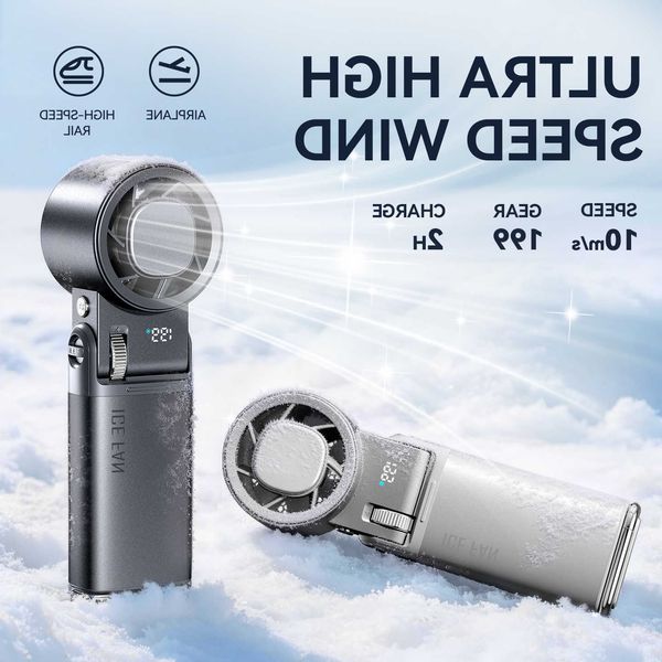 6000mAh 2026 Semiconductor Refrigeration Mini Handheld Fan Turbine High-speed Violent Electric Fan Folding Neck Ice Pack D260707
