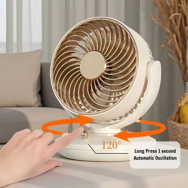 Small Desktop 6 Inch Table Fan 3 Speed 140° Manual Tilt and 120° Auto Oscillation For Home Office Bedroom