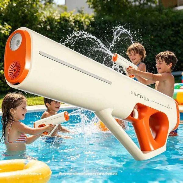 Full Automatic Water Gun Toy with LED Water Absorption High Pressure Spray Blaster Pool Toys Summer Beach Outdoor for Children Q260707
