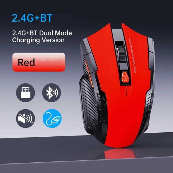 Ergonomic Wireless Gaming Mouse Bluetooth 24G Dual Connection 6 Keys Silent Click Adjustable DPI Rechargeable Computer Mouse X260707