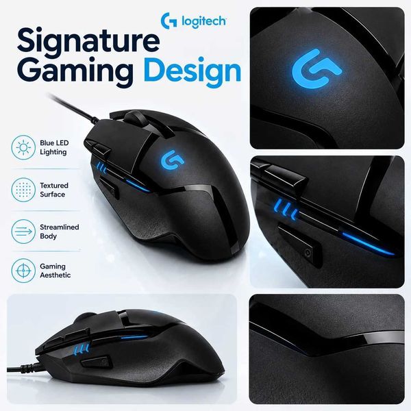 G402 Hyperion Fury Wired Gaming Mouse 4000 DPI 8 Programmable Buttons Fusion Engine PC Laptop Gamer Mouse X260707