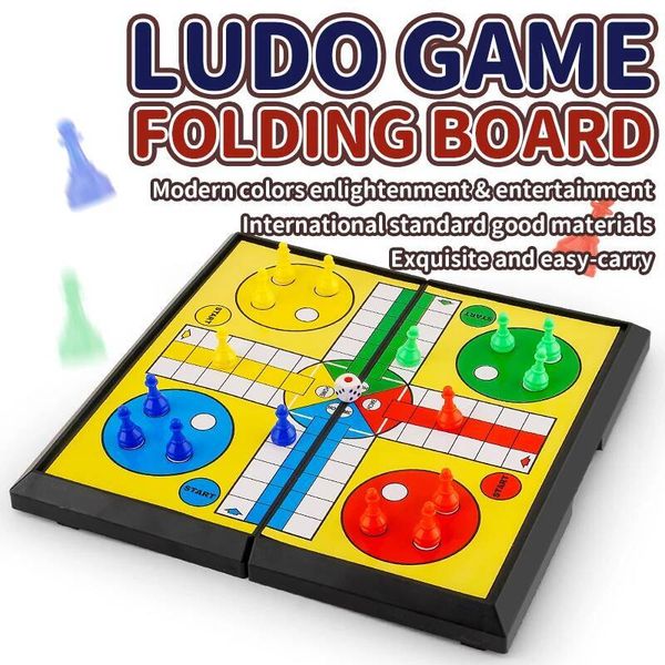 International Ludo Board Kids: Portable Folding Chess Set, Educational Toy, Party Table Game for Elementary Students W260707