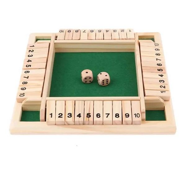 Deluxe Four Sided 10 Numbers Shut The Box Board Game Set Dice Party Club Drinking Games for Adults Families W260707